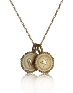 gold charm necklace, 14k gold charms