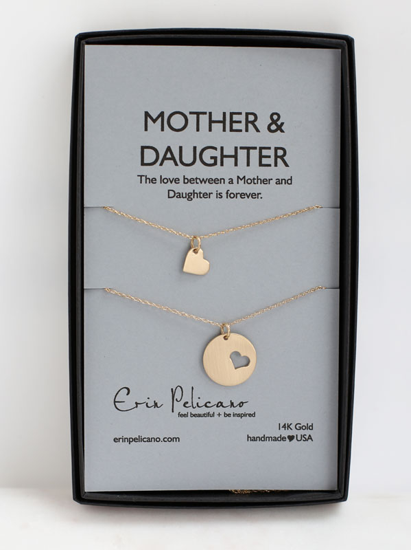 14k Gold Mother Daughter Necklace | Artisan Fine Jewelry Erin Pelicano